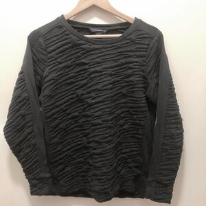 French Connection Black Textured Sweatshirt Stretch Knit Top size Large